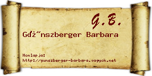 Günszberger Barbara névjegykártya